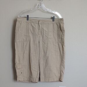 Eddie Bauer Tan Striped Long Shorts Lightweight Cotton